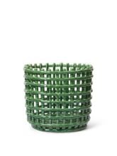 Billede af Ferm Living Ceramic Basket Large Ø: 23,5 cm - Emerald Green