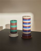 Billede af HAY Column Candle Medium H: 20 cm - Off-white, brown and blue