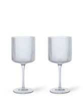 Billede af Ferm Living Ripple Red Wine Glasses H: 18,2 cm - Set of 2 - Clear
