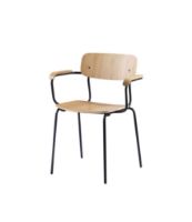 Billede af FDB Møbler J183 Holmen Stablestol m. armlæn - Sort stål, Eg 