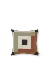 Billede af Ferm Living Border Patchwork Cushion Cover 50x50 cm - Dark Sage/Red Bro