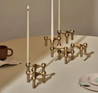 Billede af STOFF Nagel Candle Holder H: 6,5 cm - Bronzed Brass 