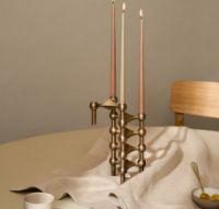 Billede af STOFF Nagel Candle Holder H: 6,5 cm - Bronzed Brass 