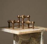 Billede af STOFF Nagel Candle Holder Set of 3 H: 6,5 cm - Bronzed Brass