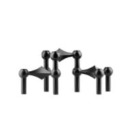 Billede af STOFF Nagel Candle Holder Set of 3 H: 6,5 cm - Black