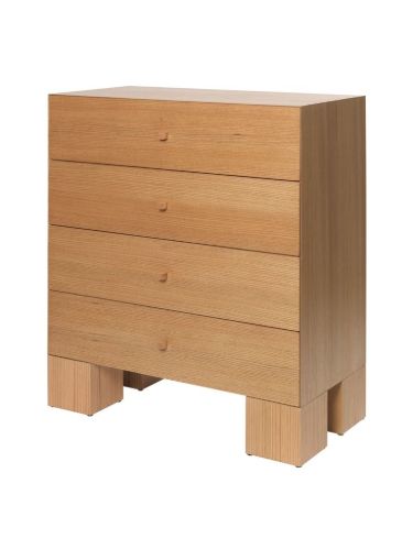 Ferm Living Kuben Drawers 1x4 B: 90 cm - Natural Oak Veneer