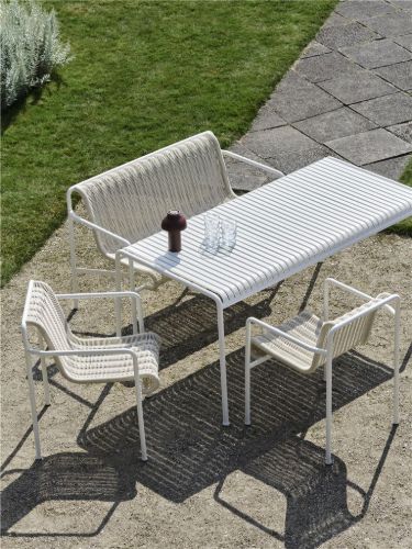 HAY Palissade Cord Dining Bench B: 128 cm - Cream White