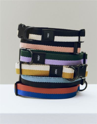 HAY Dogs Collar Flat S/M L: 45 cm - Off-White/Ochre