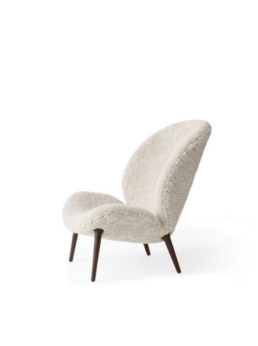 Vipp 466 Lodge Lounge Chair H: 91,5 cm - Dark Oak/Curly 09 Off-white