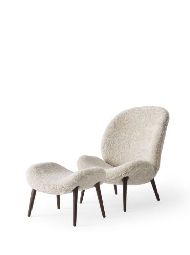 Vipp 467 Lodge Footstool H: 36 cm - Dark Oak/Curly 09 Off-white