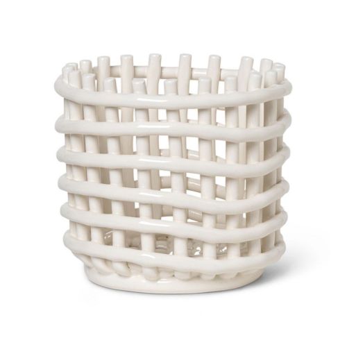 Ferm Living Ceramic Basket Small Ø: 16 cm - Off-White 
