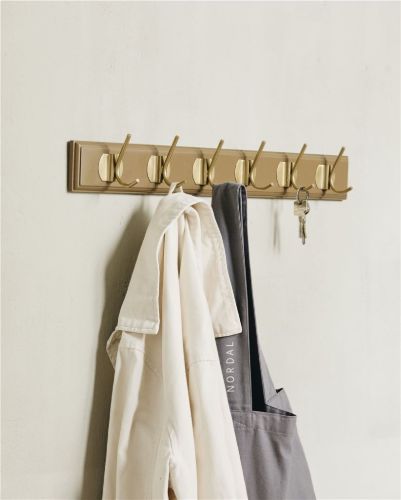 Nordal Edgy Knagerække m. 6 Knager L: 60 cm - Brass/Brun