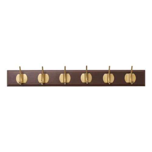 Nordal Edgy Knagerække m. 6 Knager L: 60 cm - Brass/Mørkebrun 