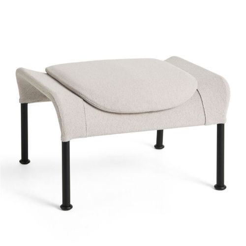 HAY O2 Ottoman H: 40,5 cm - Black Powder Coated Steel/Light Grey