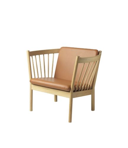 FDB Møbler Erik Ole Jørgensen J146 Lænestol H: 79,5 cm - Eg/Cognac Denver Læder