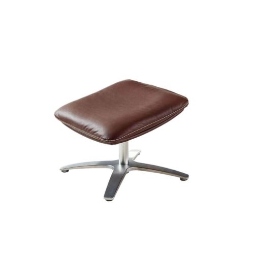 BERG Furniture Nasa Fodskammel m. Drejefunktion H: 44 cm - Mat Aluminium/Rustical Choko Læder