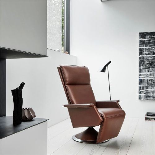 BERG Furniture Ato Lænestol SH: 45 cm - Mat Krom/Nordic Brun Læder