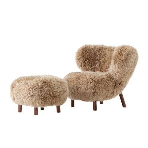 &Tradition Little Petra VB1 Loungechair & Pouf - Oiled Walnut/Sheepskin Honey 08