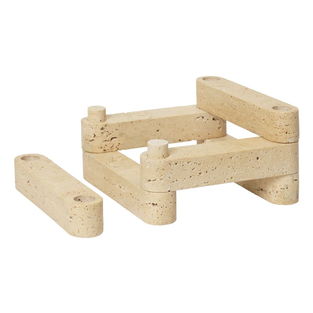 Billede af Ferm Living Newel Modular Candle Holder Set of 6 L: 18 cm - Travertine