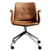 Billede af Bent Hansen Primum Armstol m. Drejestel+Hjul - Zenzo 3 223 Cognac Læder/Metalben
