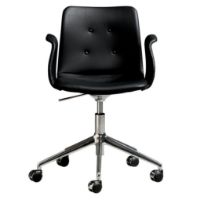 Billede af Bent Hansen Primum Armstol Højdejusterbar m. Drejestel+Hjul - Zenzo 3 207 Sort Læder/Metalben