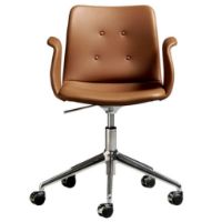 Billede af Bent Hansen Primum Armstol Højdejusterbar m. Drejestel+Hjul - Zenzo 3 223 Cognac Læder/Metalben