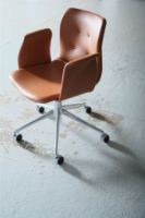 Billede af Bent Hansen Primum Armstol Højdejusterbar m. Drejestel+Hjul - Zenzo 3 223 Cognac Læder/Metalben