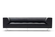 Billede af Fredericia Furniture 4511 Delphi 3 Pers. Sofa L: 240 cm - Sort Læder/Aluminium