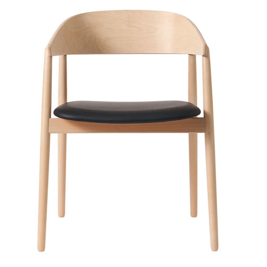 Billede af Andersen Furniture AC2 Stol  H: 74 cm - Bøg Hvidpigmenteret Lak/Sort Læder 