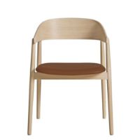 Billede af Andersen Furniture AC2 Stol  H: 74 cm - Bøg Hvidpigmenteret Lak/Brun Læder
