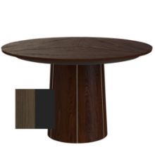 Billede af Skovby SM33 Spisebord inkl. 3 stk. Tillægsplader Ø: 123-149 cm - Lakeret Valnød/Sort Laminat