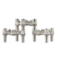Billede af STOFF Nagel Quist Candle Holder Set of 3 H: 5,9 cm - Brushed Chrome