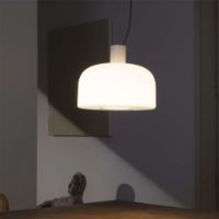 Billede af FLOS Bellhop Glass Pendel S2 Ø: 45 cm - Hvid Glas/Aluminium