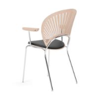 Billede af Fredericia Furniture 3397 Trinidad Armstol Sædepolstret - Lakeret Eg/Krom/Sort Primo Læder