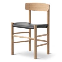 Billede af Fredericia Furniture 3339 J39 Mogensen Spisebordsstol - Sæbebehandlet Eg/Sort Læder