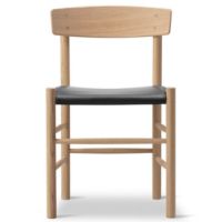 Billede af Fredericia Furniture 3339 J39 Mogensen Spisebordsstol - Sæbebehandlet Eg/Sort Læder