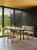 Billede af FDB Møbler J176 Sønderborg Bænk L: 116,5 cm - Lakeret Eg/Blå Uld 