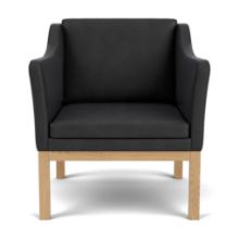 Billede af FDB Møbler L46 MK155 Mogens Koch Lænestol B: 72 cm - Eg/Sort Læder 