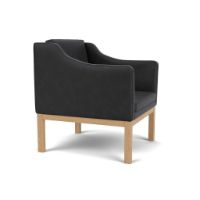 Billede af FDB Møbler L46 MK155 Mogens Koch Lænestol B: 72 cm - Eg/Sort Læder 