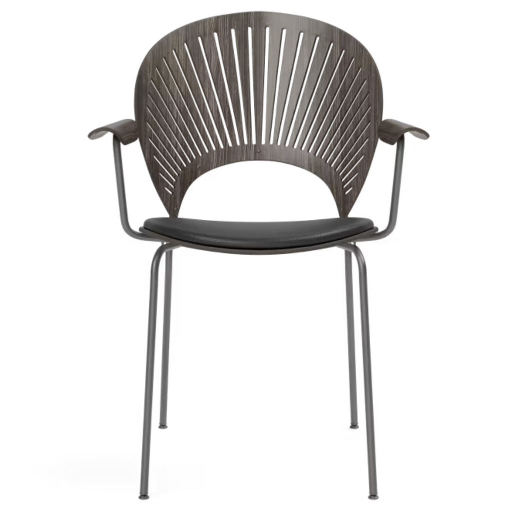 Billede af Fredericia Furniture 3397 Trinidad Armstol Sædepolstret H: 85 cm - Grå Bejset Eg/Sort Læder