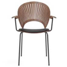 Billede af Fredericia Furniture 3397 Trinidad Armstol Sædepolstret H: 85 cm - Lakeret Valnød/Sort Læder