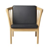 Billede af FDB Møbler Erik Ole Jørgensen J146 Lænestol H: 79,5 cm - Eg/Sort Denver Læder