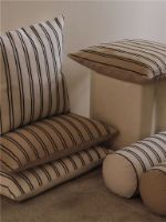 Billede af Ferm Living Twill Cushion 50x50 cm - Økologisk Bomuld/Off-white/Sort