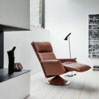 Billede af BERG Furniture Ato Lænestol SH: 45 cm - Mat Krom/Nordic Brun Læder