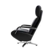 Billede af BERG Furniture Coda Lænestol SH: 49 cm - Mat Aluminium/Berg Soft Sort Læder