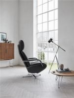 Billede af BERG Furniture Coda Lænestol SH: 49 cm - Mat Aluminium/Berg Soft Sort Læder
