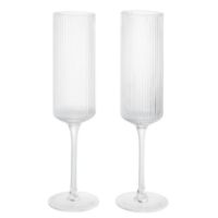 Billede af Ferm Living Ripple Champagneglas 15 cl Set of 2 - Clear Glass
