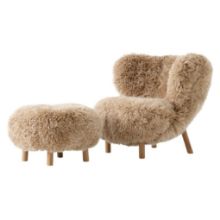 Billede af &Tradition Little Petra VB1 Loungechair & Pouf - Oiled Oak/Sheepskin Honey 08