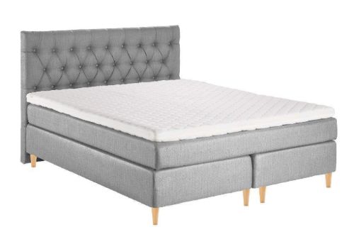 GOD NAT Odin Kontinentalseng 180x200 cm. Lux 7 zonet pocket fjeder  Fast Liggekomfort - Antracit Baltimore stof - Topmadras 180/200 - Trenset gavl 180- Ben rund eg 10 cm.