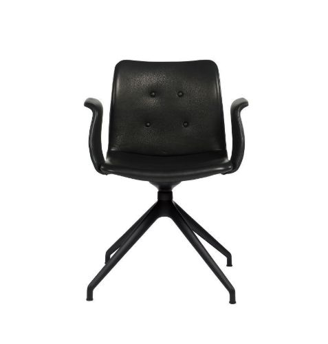 Bent Hansen Primum Dynamic Armchair SH: 46 cm - Black Powder Coated Steel/Zenso 2 Black Leather 207